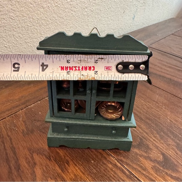 Vintage handmade Miniature green Wooden Hutch Accessories Dollhouse Wall Hanging - Picture 3 of 5